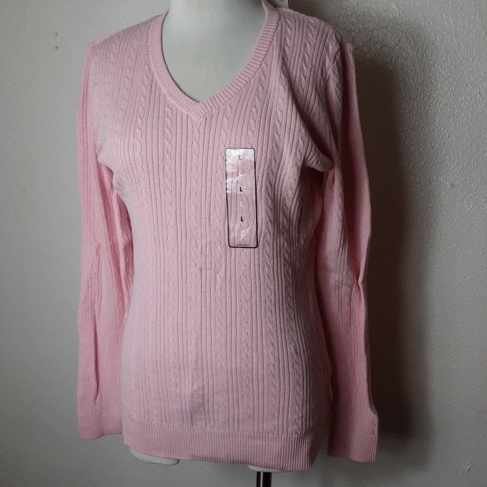 NWT Basic Editions Cable Knit Sweater Size L